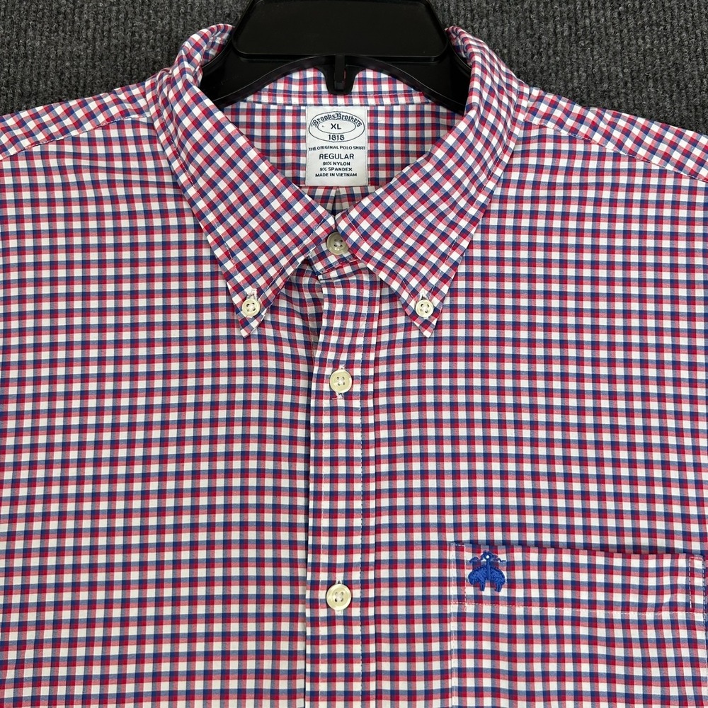 Brooks Brothers Men's XL Long‎ Sleeve Button Golden Fleece Logo Gingham Check
